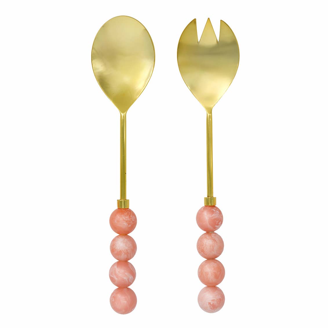Set of Two Hyaline Salad Servers - Gold