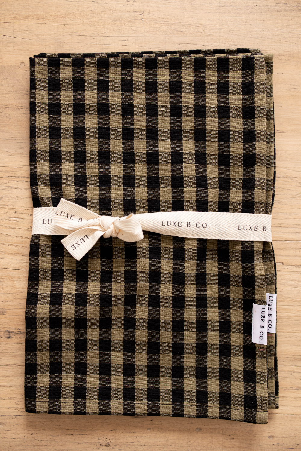 Olive Green Gingham Kitchen Dish Towels- Set of 2