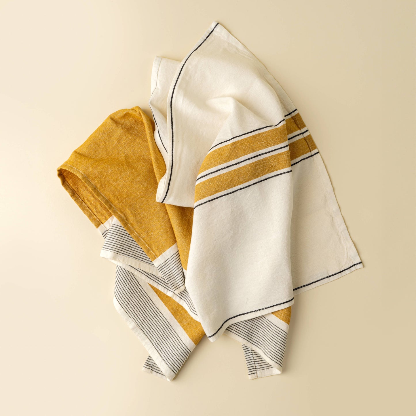 French Stripe Linen Tea Towels - Set of 2