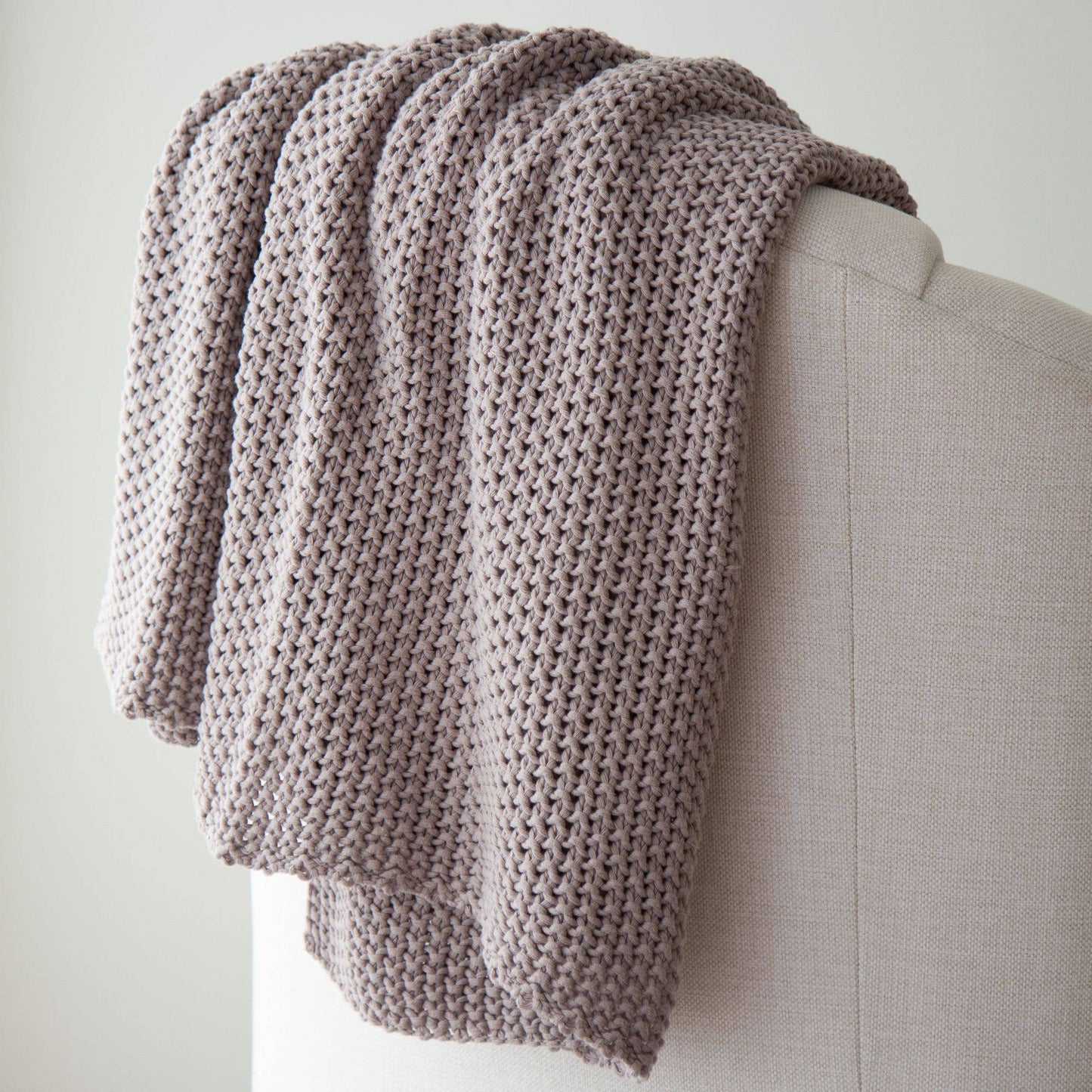 Chloe Cotton Chunky Knit Throw in Pewter
