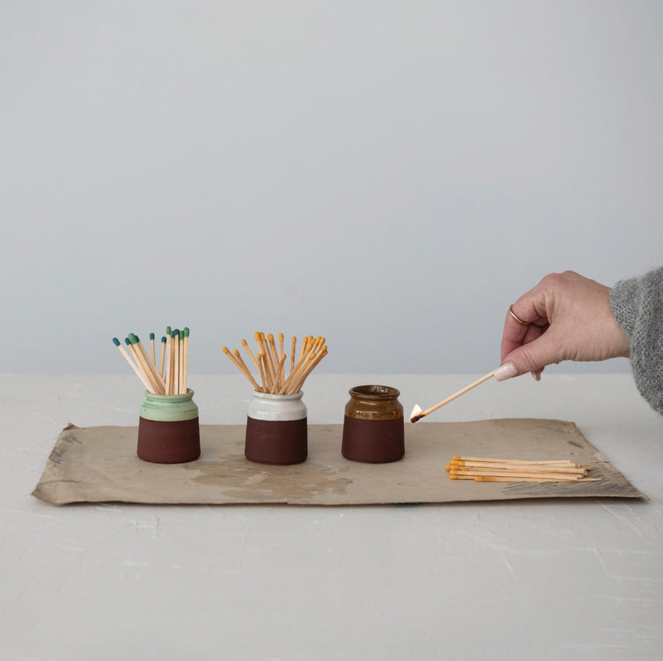 Stoneware Match Holder w/ Striker