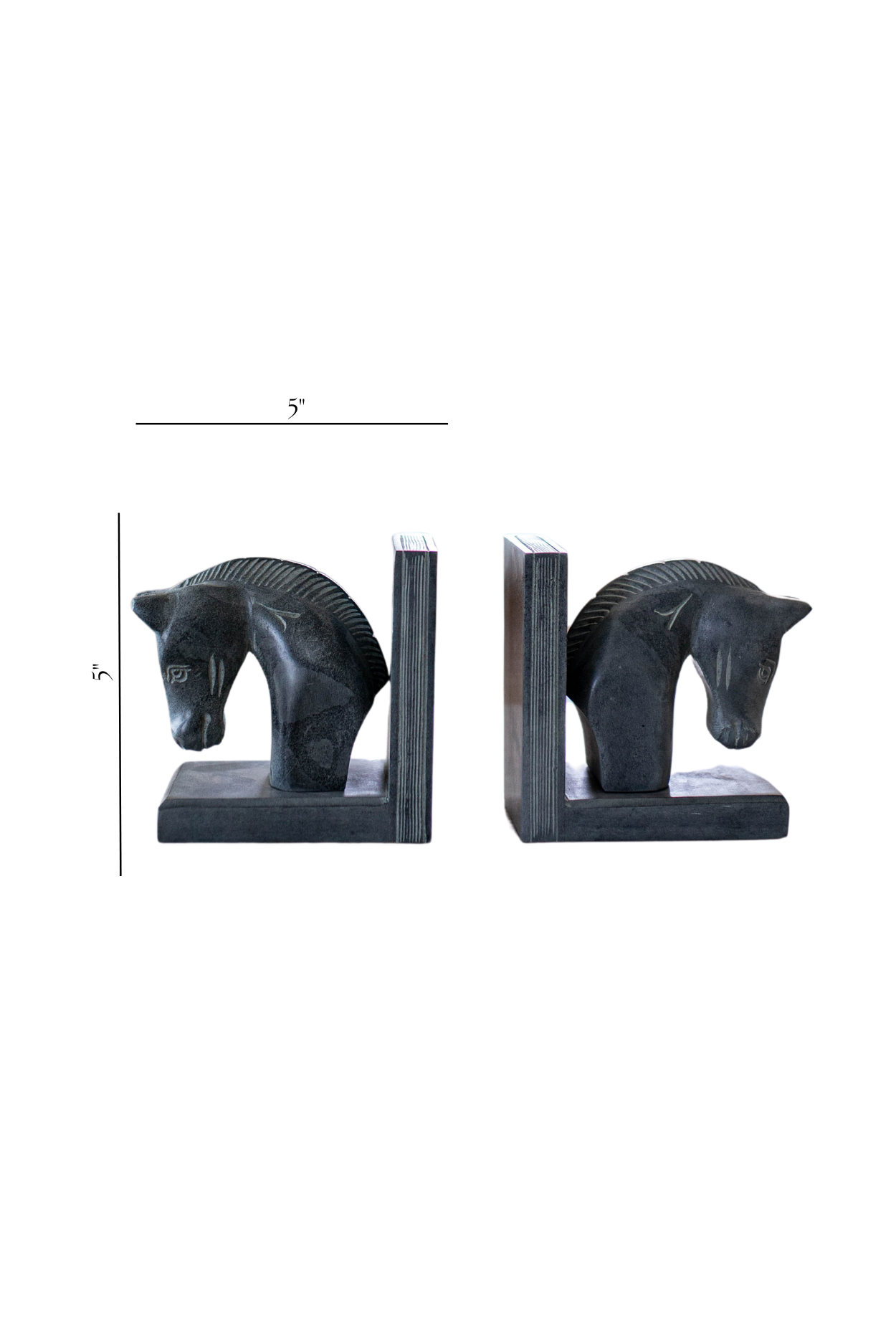 Hand Carved Stone Horse Bookends