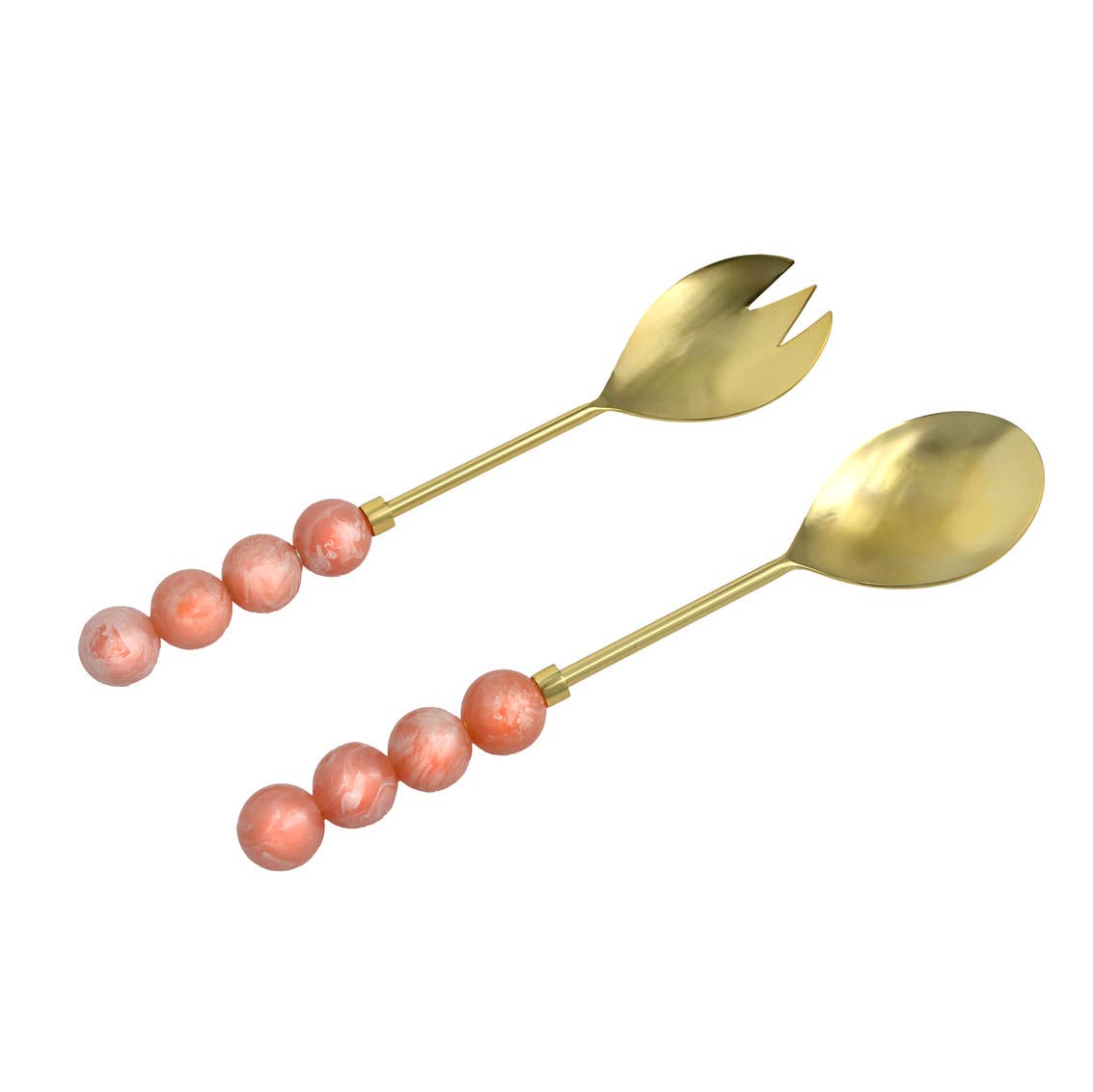 Set of Two Hyaline Salad Servers - Gold