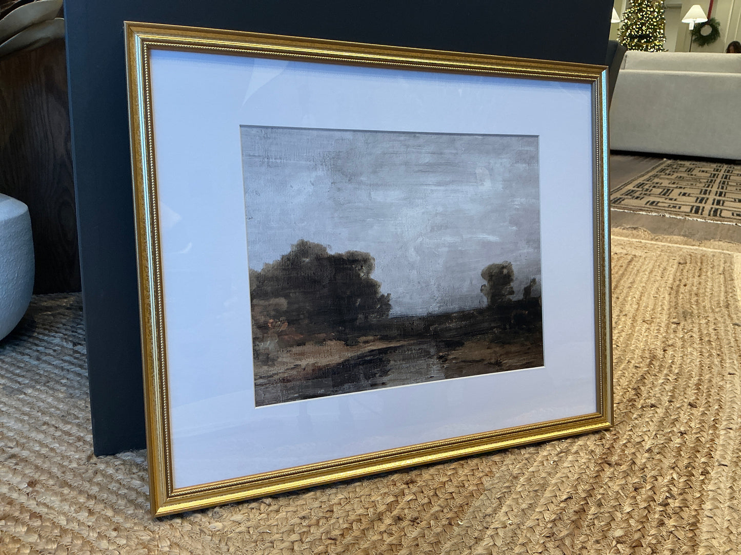 Gray Skies Vintage Art Print w/ Gold Matted Frame