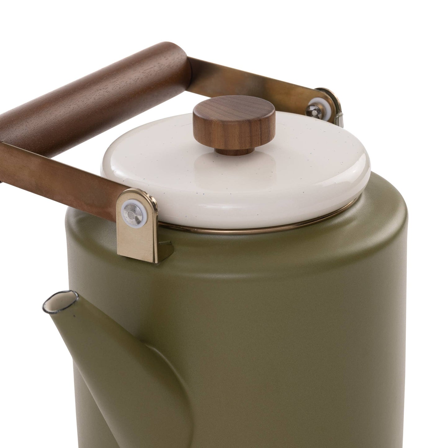 Enamel 2-Tone Kettle - Olive