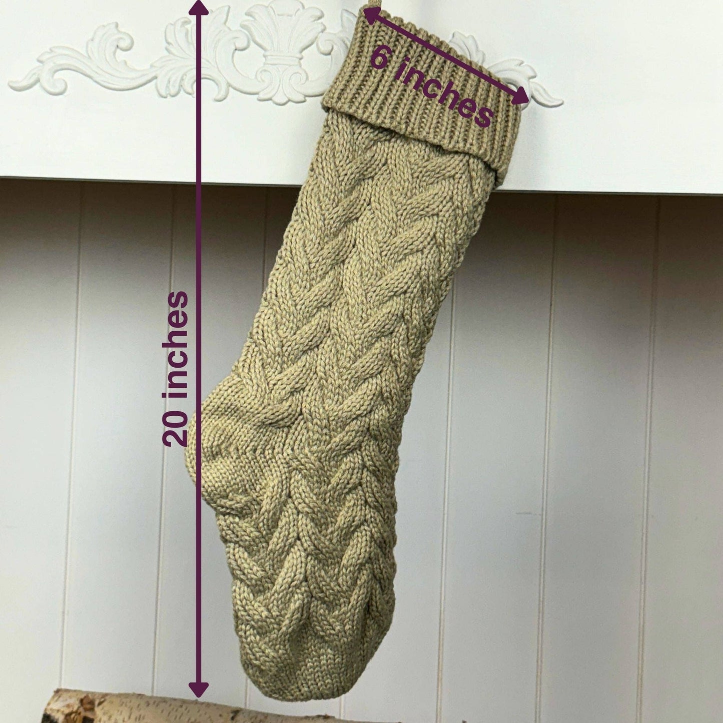 Solid Cable Knit Christmas Stocking