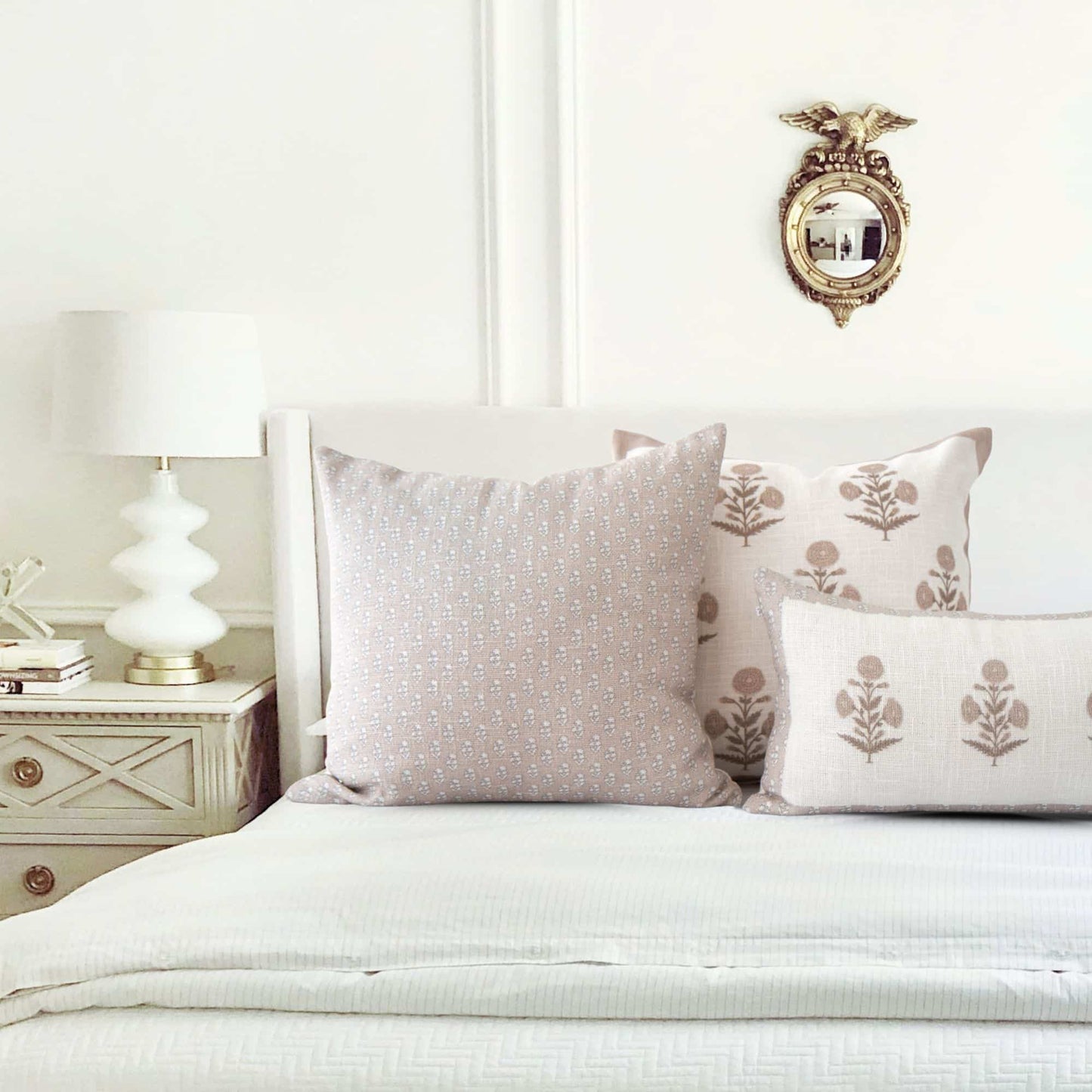 Lumbar Seraphina Mughal Flower Pillow Cover w/ Down Alterantive Insert