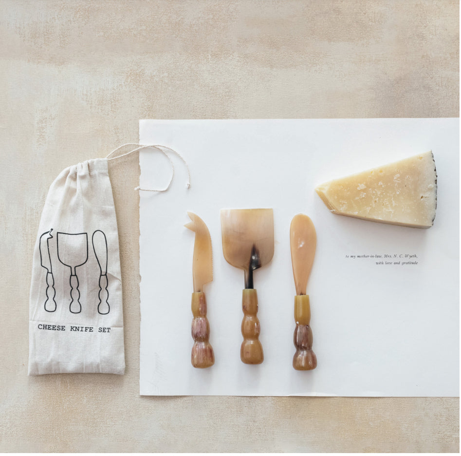 Natural Horn Cheese Servers, Set of 3 in Bag