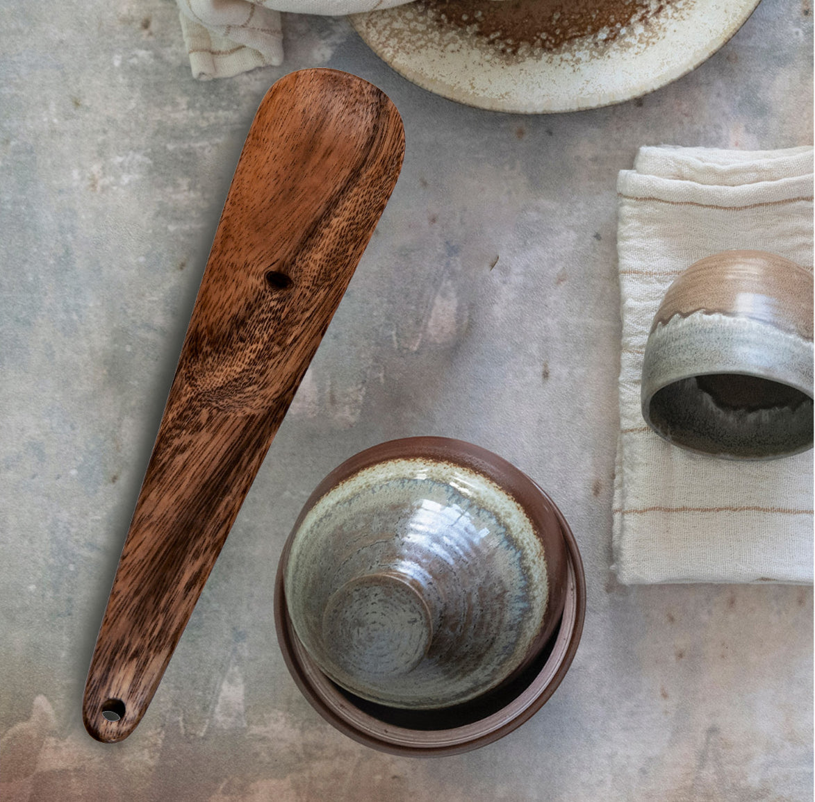 Hand-Carved Acacia Wood Scoop