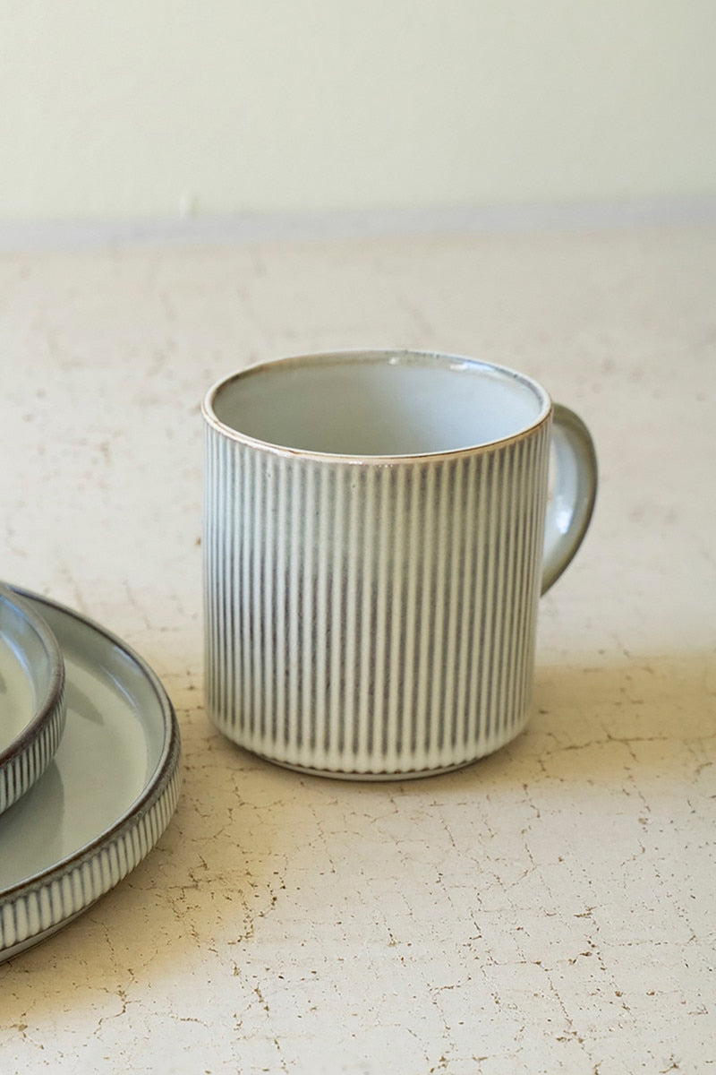 Glacier Ceramic Mugs with Ridges