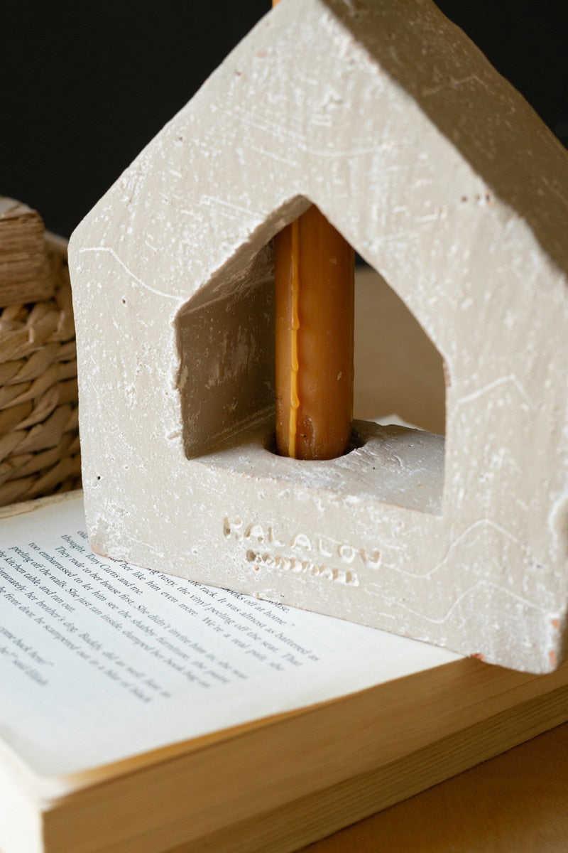 Grey Wash Clay House Taper Holders - 2 Sizes