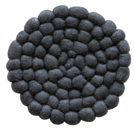 Handmade Wool Felt Ball Trivet, 3 Colors