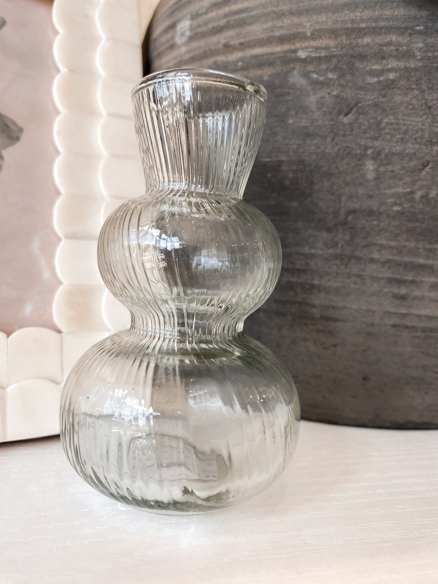 Ribbed Glass Bubble Vase