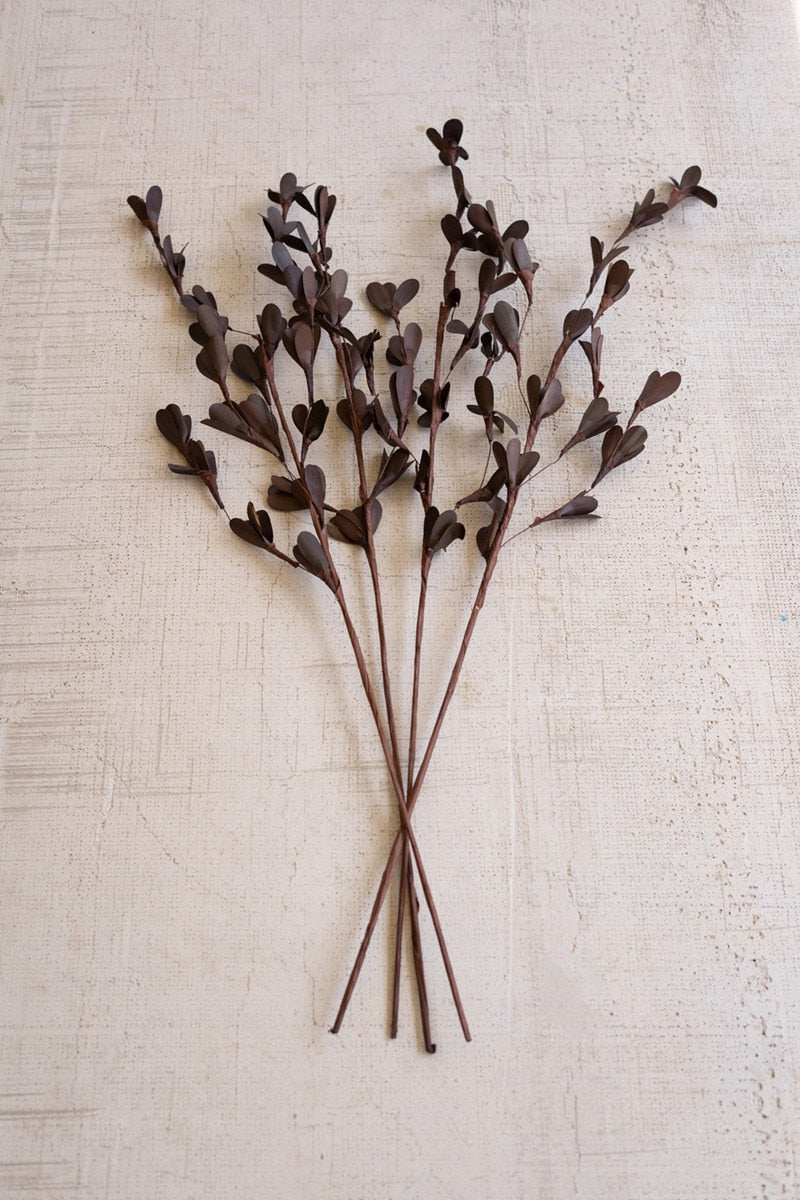 Bundle of 4 Faux Dried Rud Sticks on a Stem - Brown