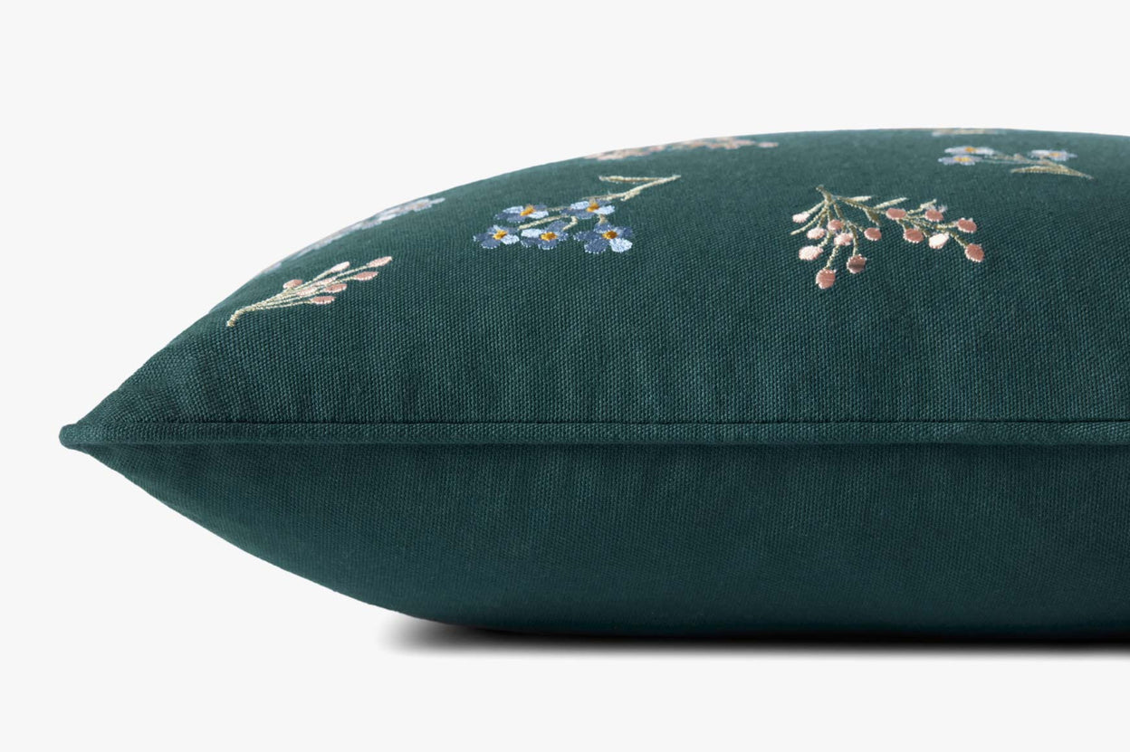 Floral Threads Pillow - Teal