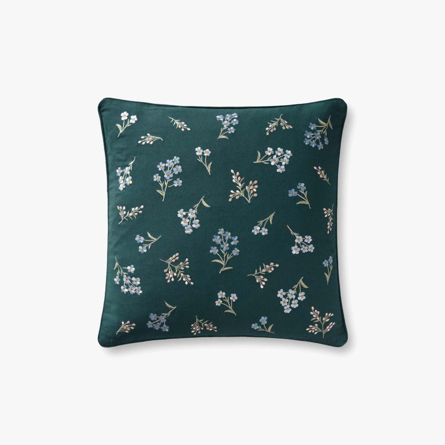 Floral Threads Pillow - Teal