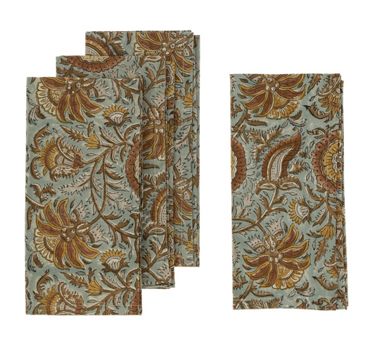 Dahlia Block Print Napkins S/4