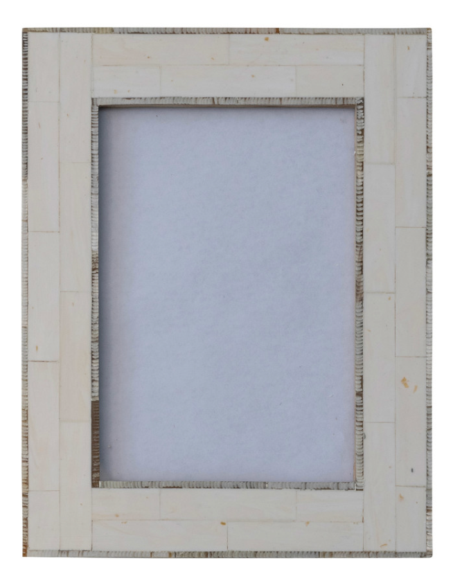 Resin Photo Frame w/ Horn Inlay, Ivory Color, 2 Styles (Each One Will Vary)
