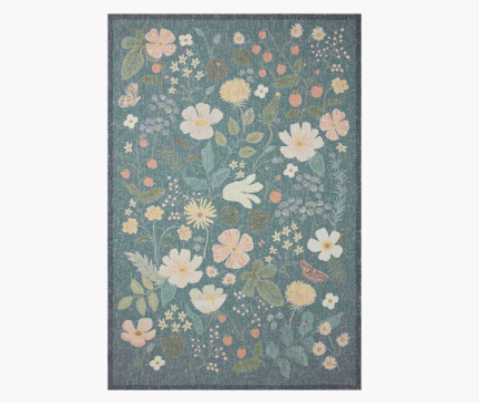 Cotswolds Strawberry Fields Rug - Teal, 2 Sizes