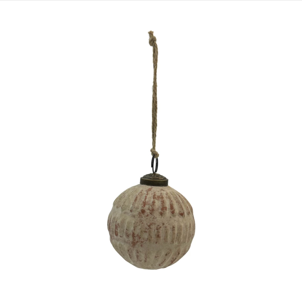 Embossed Glass Ball Ornament, Distressed Frosted Finish - Two Sizes