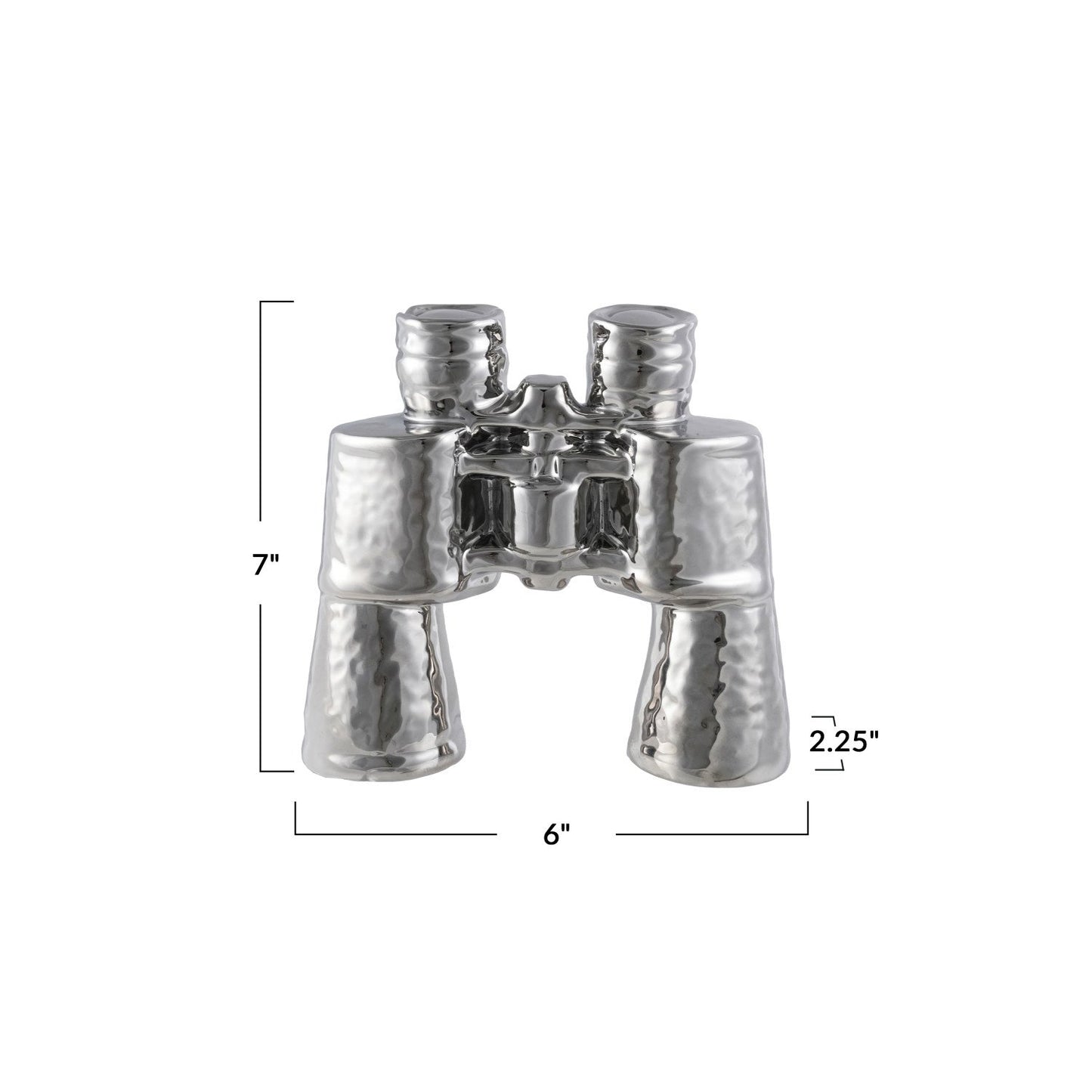 Stoneware Binoculars Décor, Chrome Finish