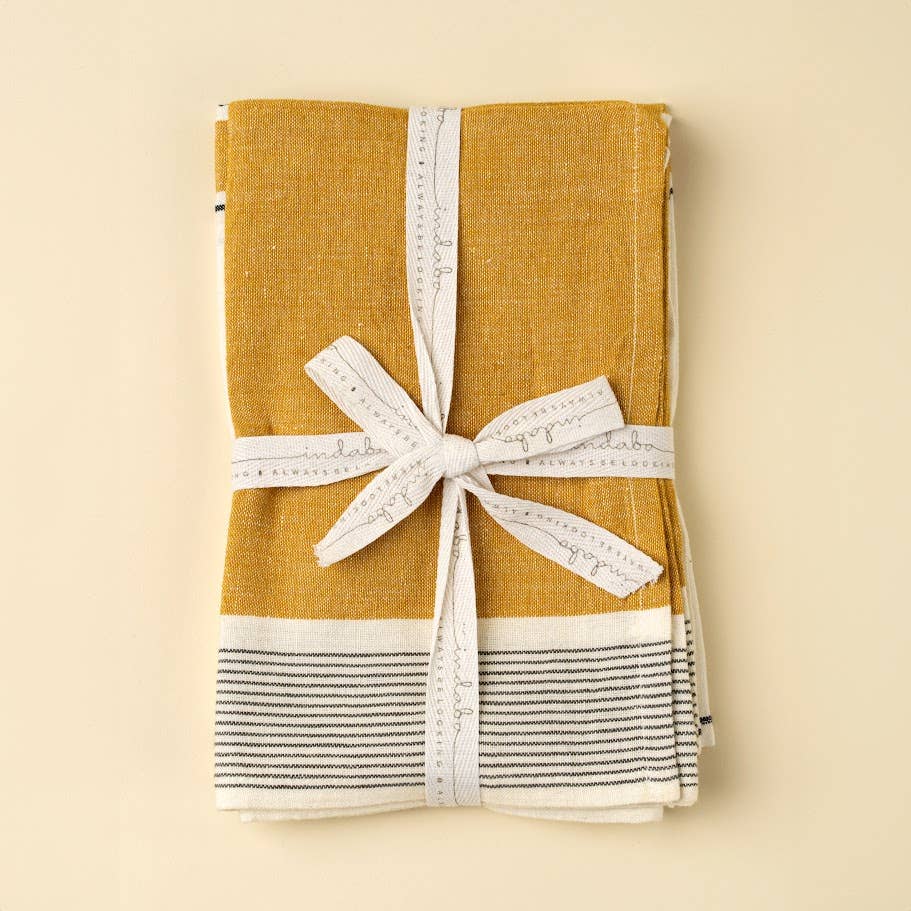 French Stripe Linen Tea Towels - Set of 2