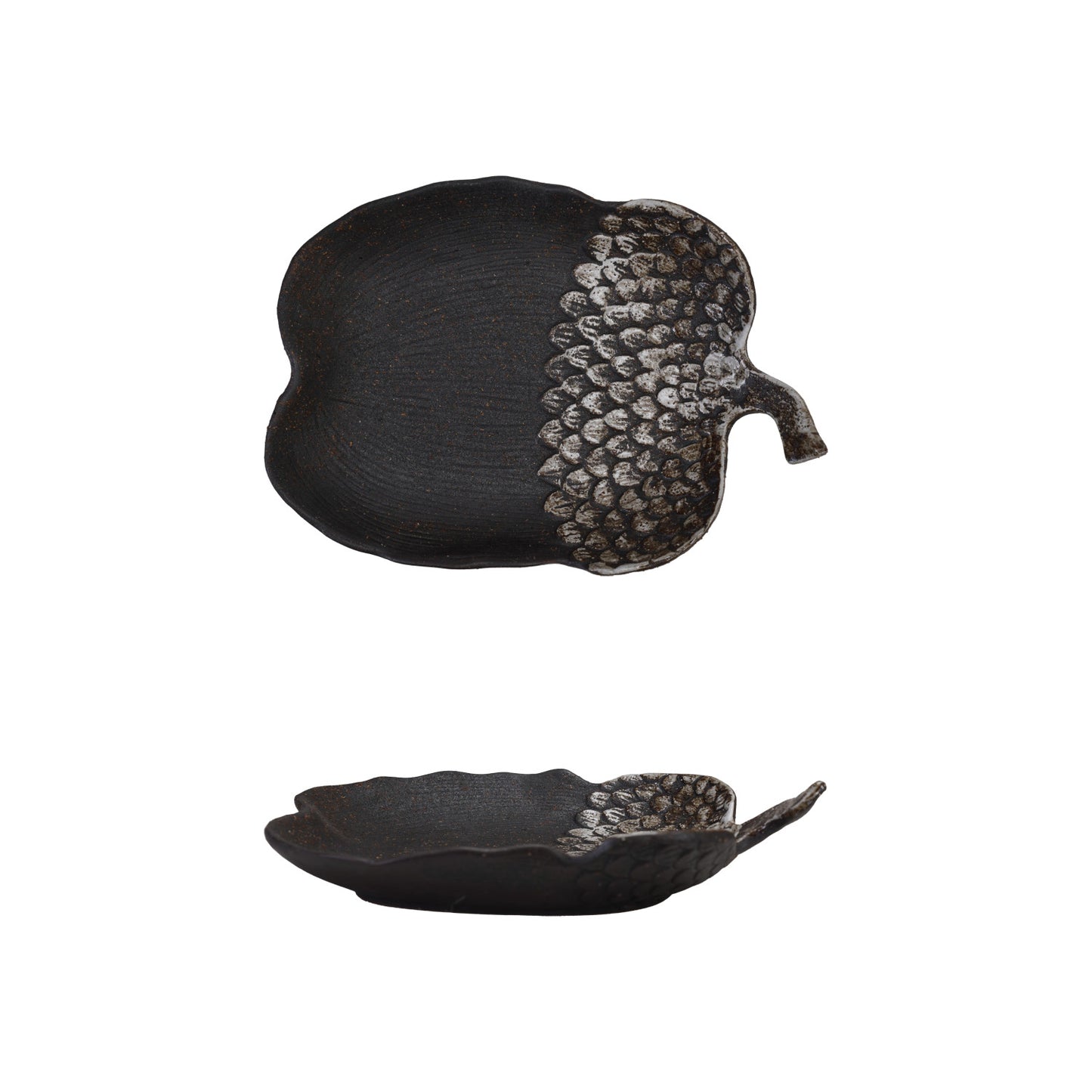 Stoneware Acorn Shaped Platter, Matte Brown (Each Will Vary)