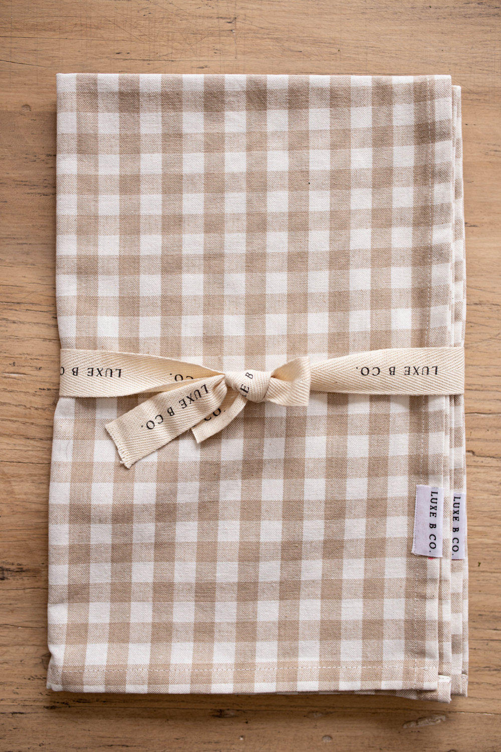 Beige Gingham Kitchen Dish Towels- Set of 2