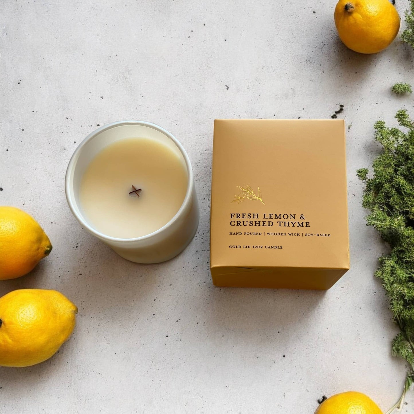 Fresh Lemon & Crushed Thyme | Gold Lid & Boutique Box