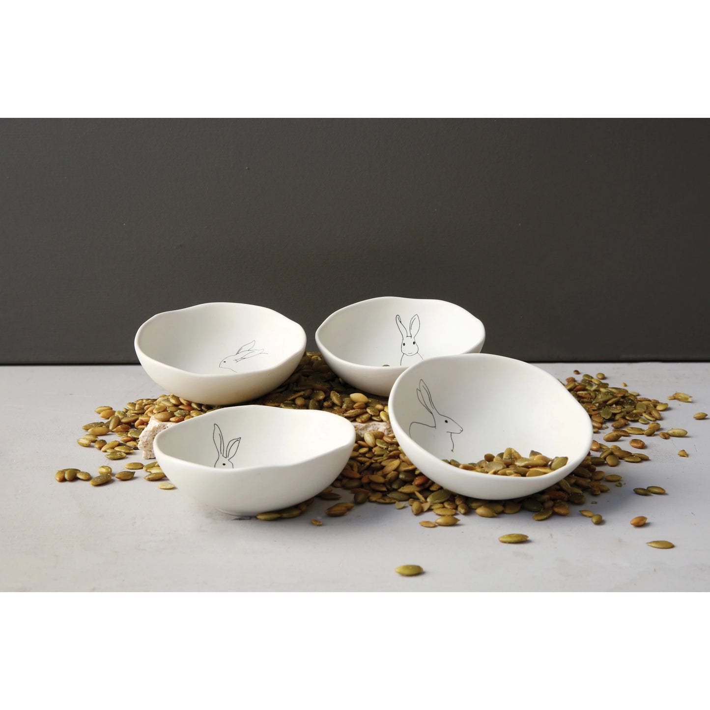 Stoneware Bowl with Rabbit - 4 Styles