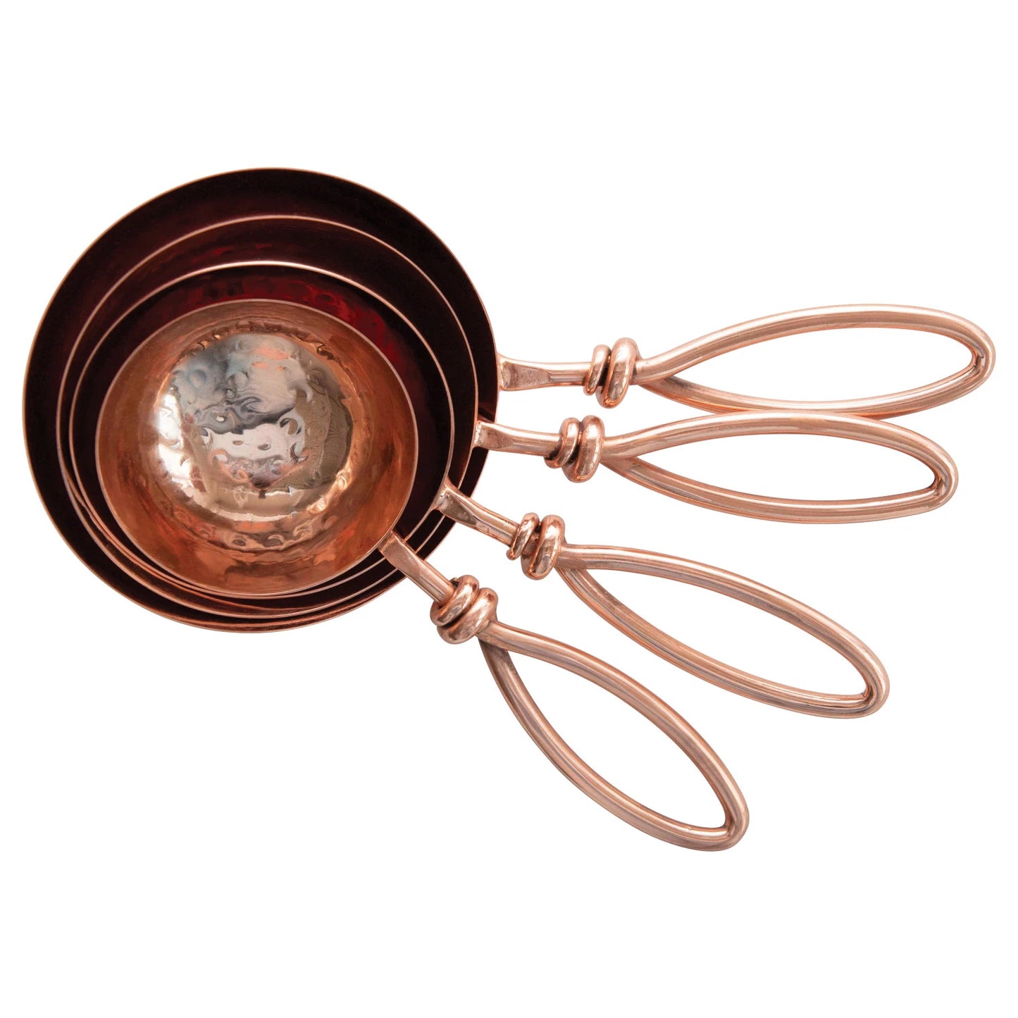 Hammered Stainless Steel Scoops with Tie Detail - Set of 4