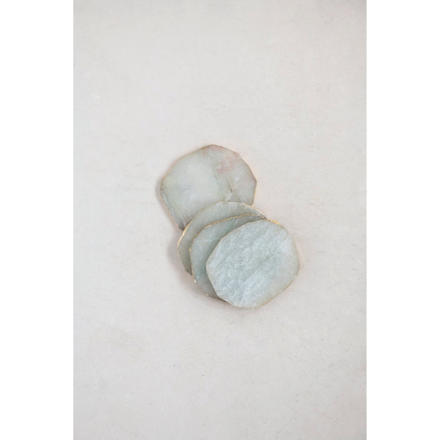 Quartz Coasters with Gold Edge, Set of 4