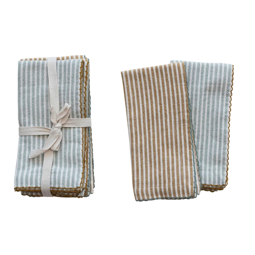 Cotton Napkins with Stripes - Set of 4, 2 Colors