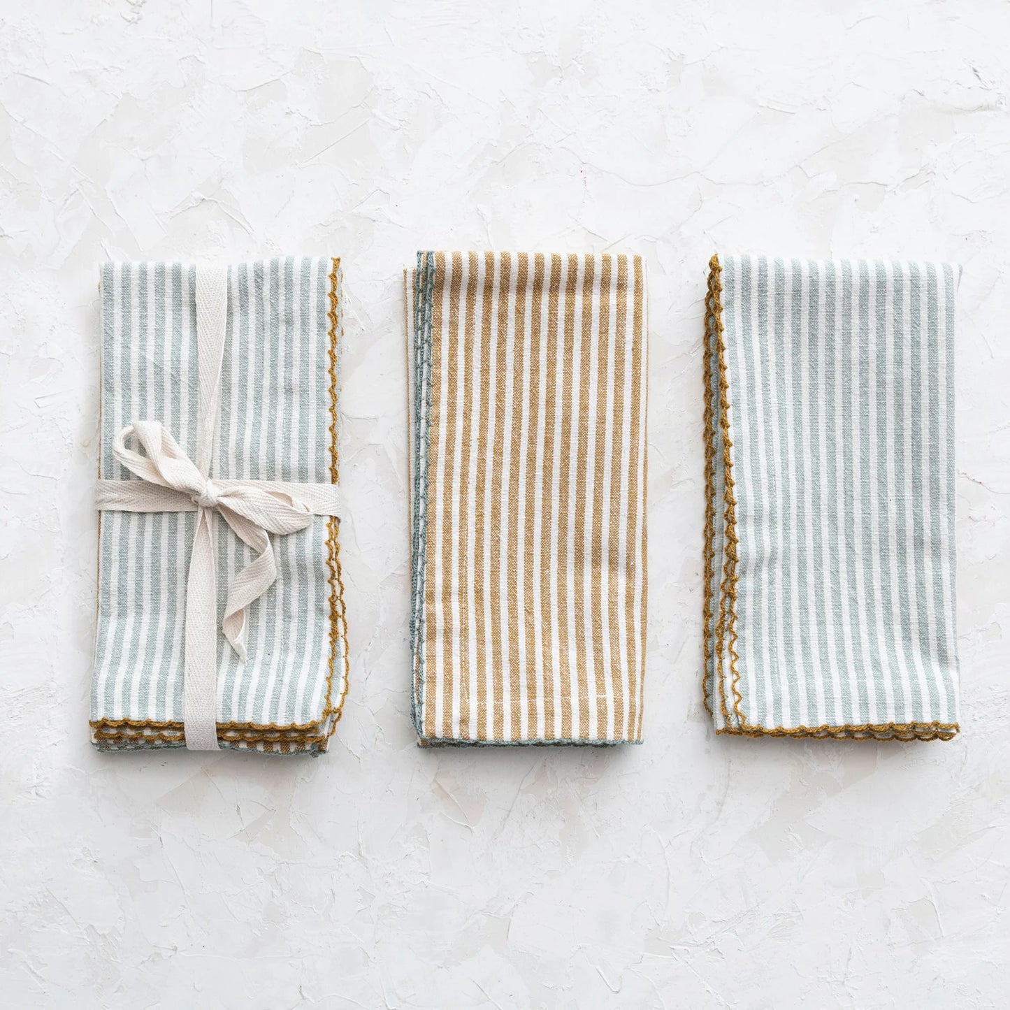 Cotton Napkins with Stripes - Set of 4, 2 Colors