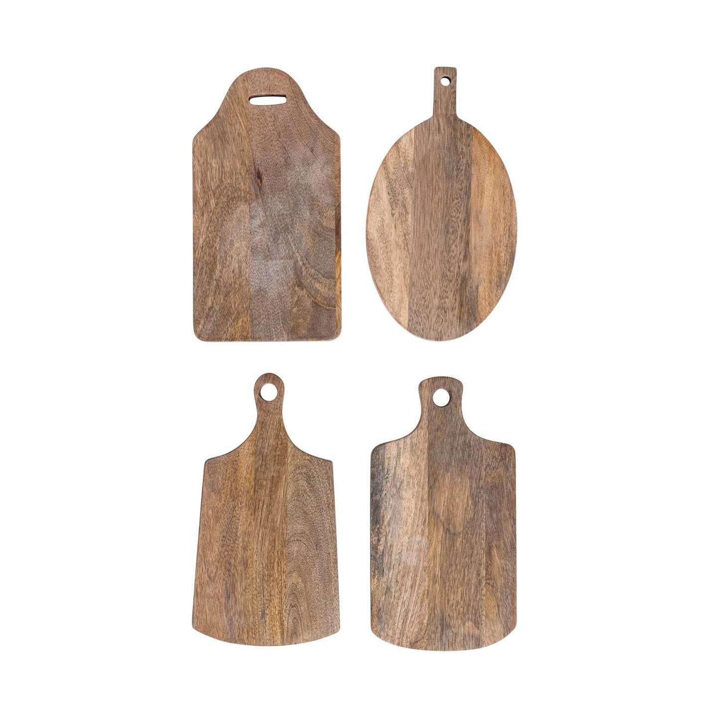Mango Wood Cheese/Cutting Board w/ Handle & Canape Knife, 4 Styles