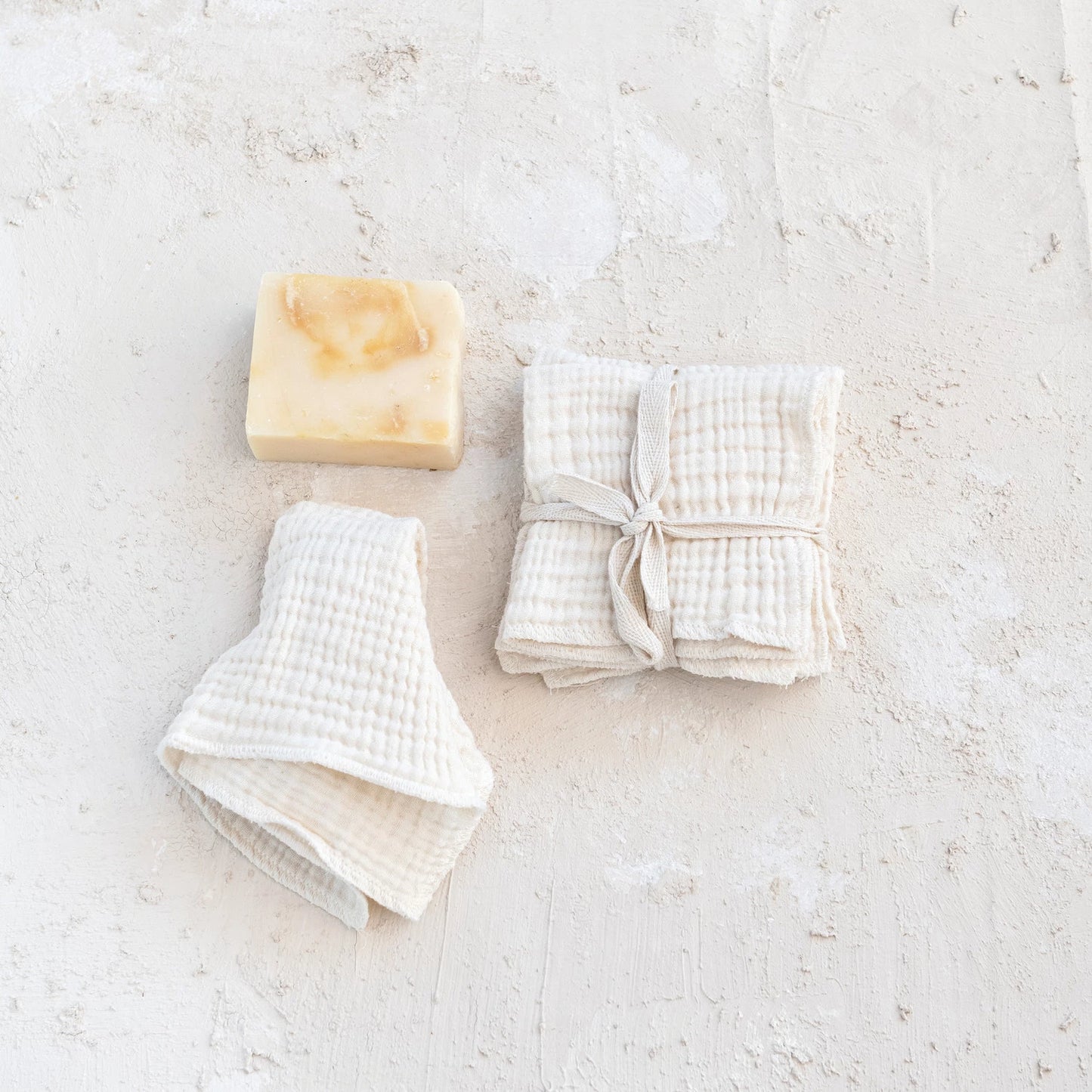 Square Cotton Double Cloth Dish Cloths, Set of 4 10"