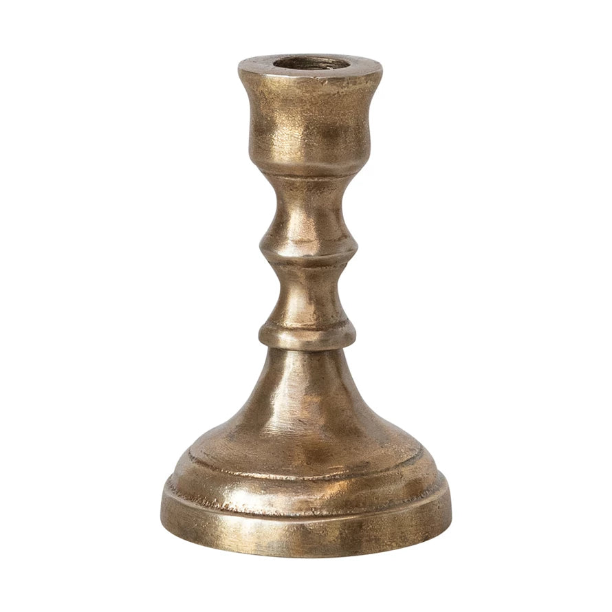 Antique Brass Finish Taper Candle Holder - 3 Sizes