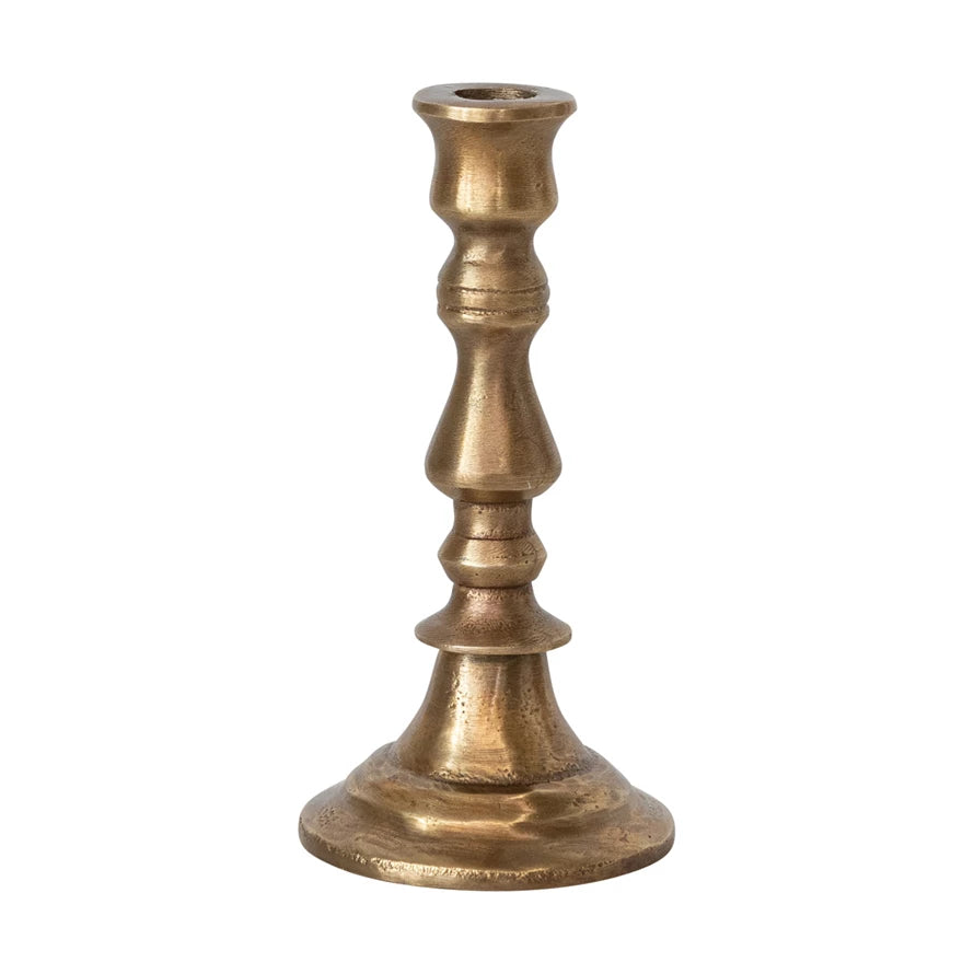 Antique Brass Finish Taper Candle Holder - 3 Sizes