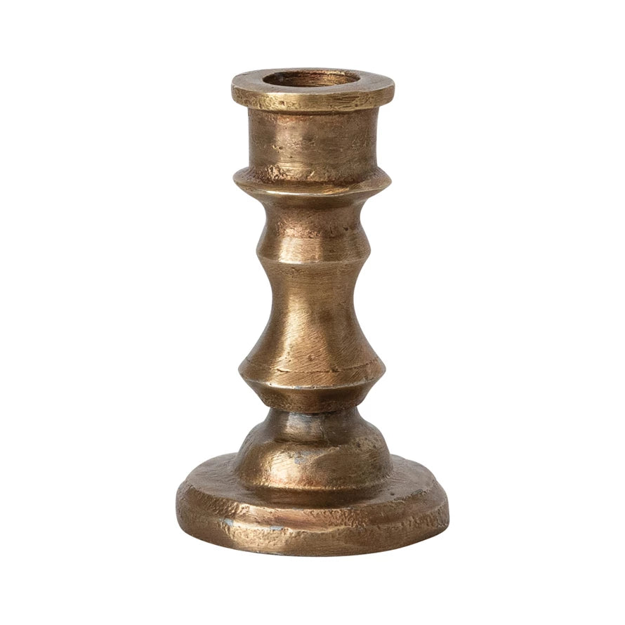 Antique Brass Finish Taper Candle Holder - 3 Sizes