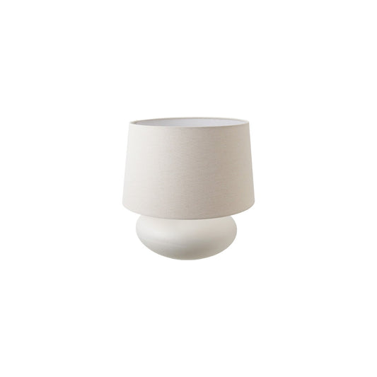 Stoneware Table Lamp with Linen Shade, Matte White