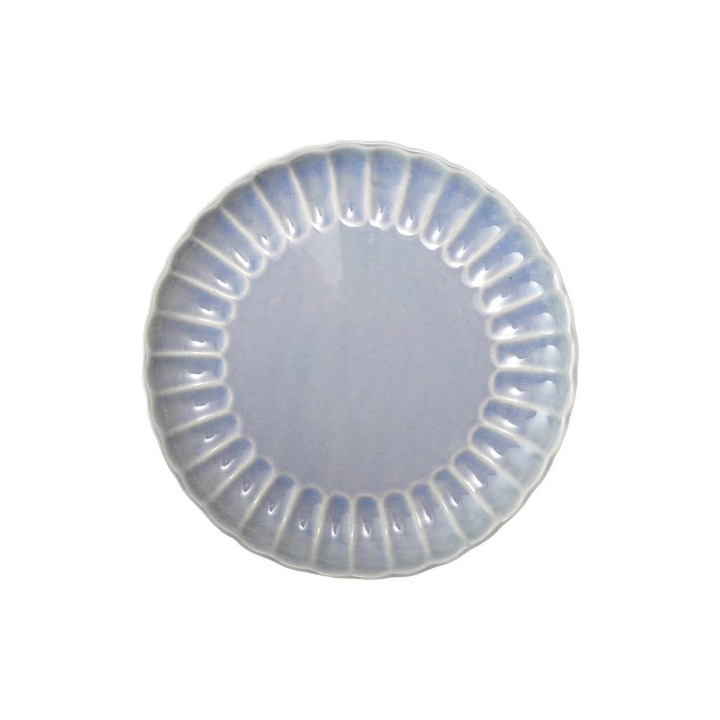 Stoneware Fluted Plate, Reactive Glaze, Light Blue (Each One Will Vary)
