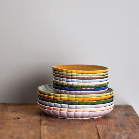 Stoneware Fluted Plate - 4 Colors, 2 Sizes