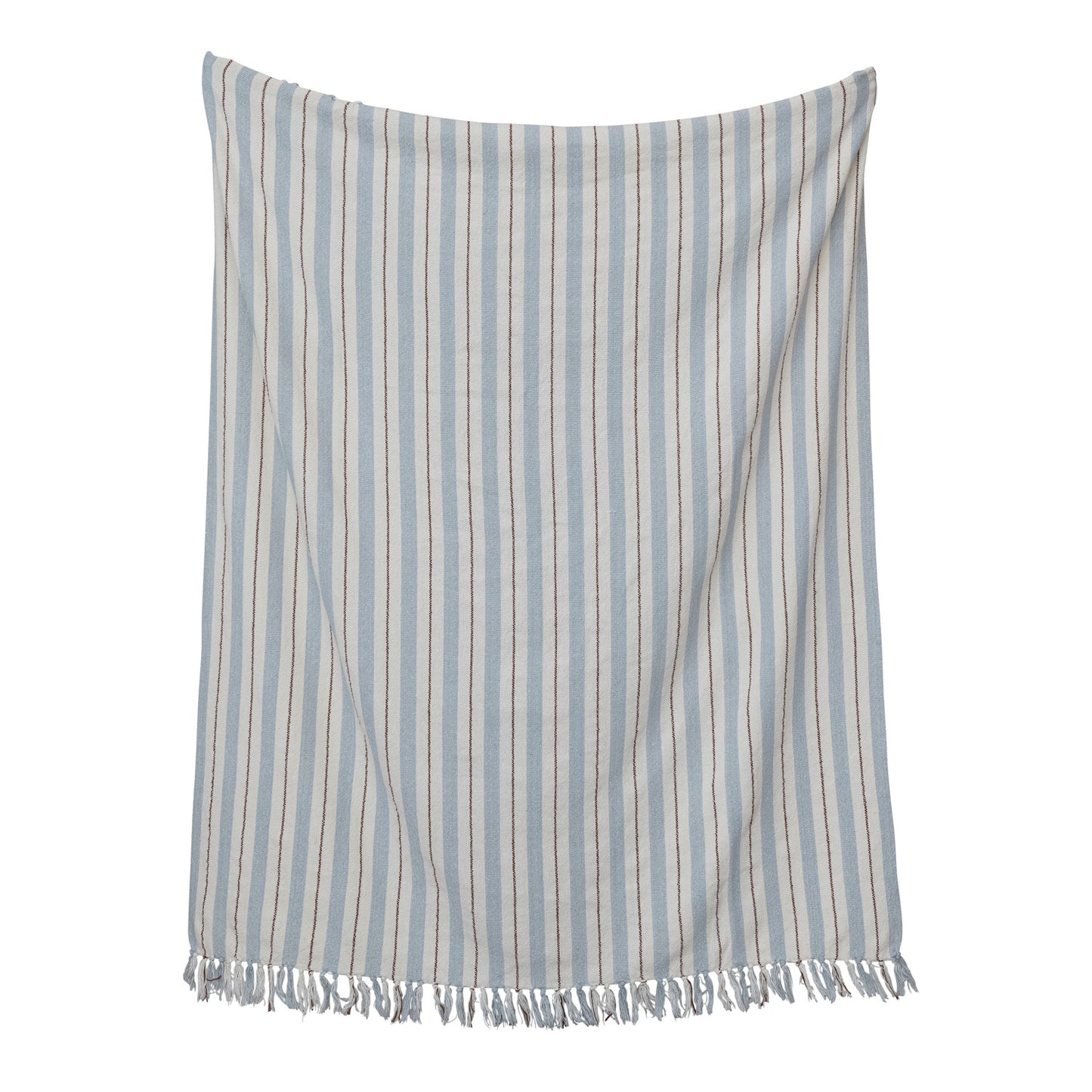 Woven Recycled Cotton Blend Striped Throw w/ Fringe