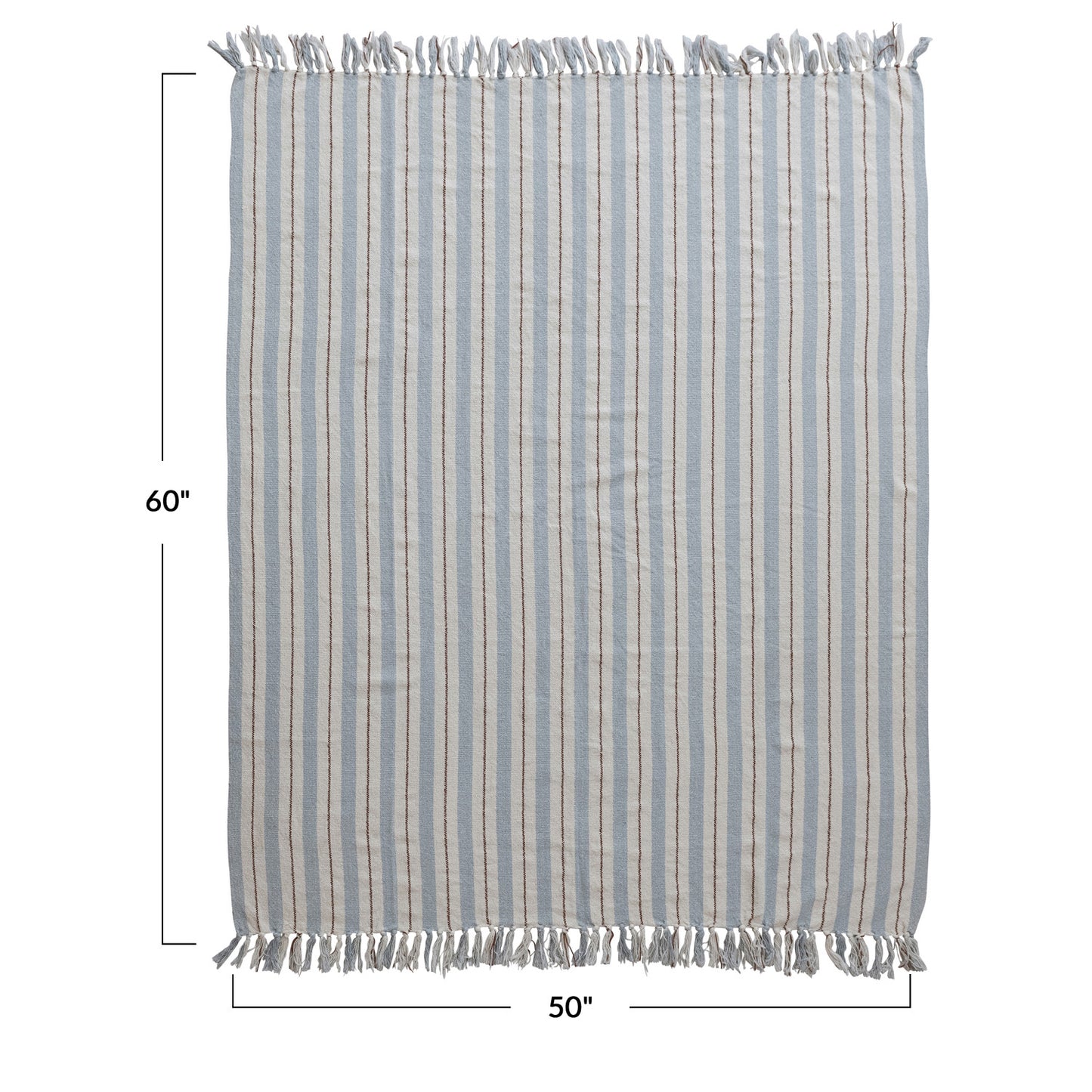 Woven Recycled Cotton Blend Striped Throw w/ Fringe