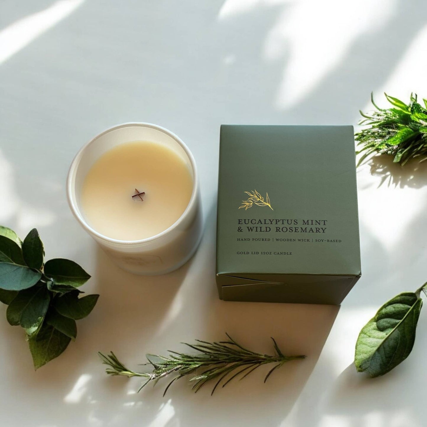 Eucalyptus Mint & Wild Rosemary lGold Lid Candle & Boutique