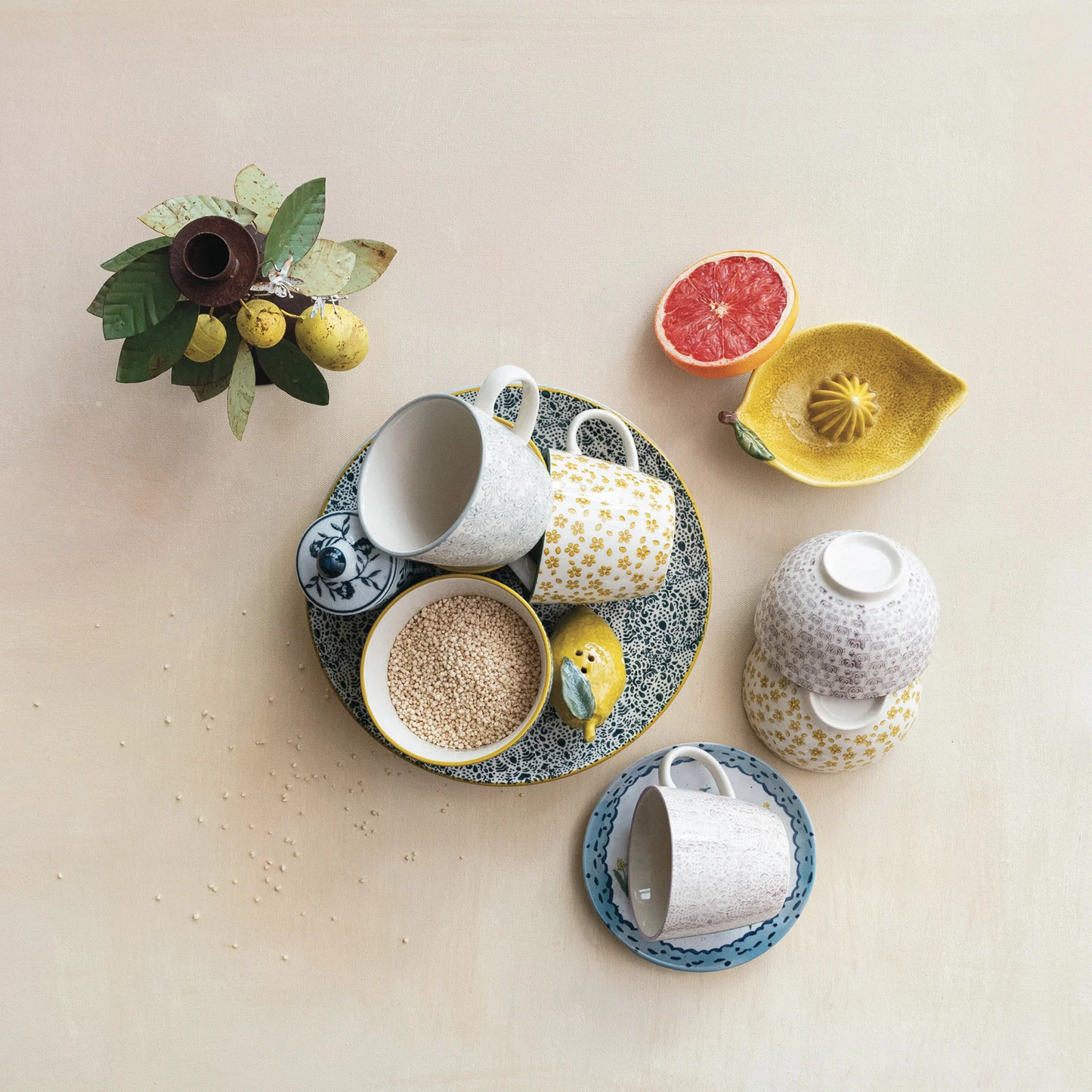 10 oz. Hand-Stamped Stoneware Mug w/ Pattern - 4 Styles