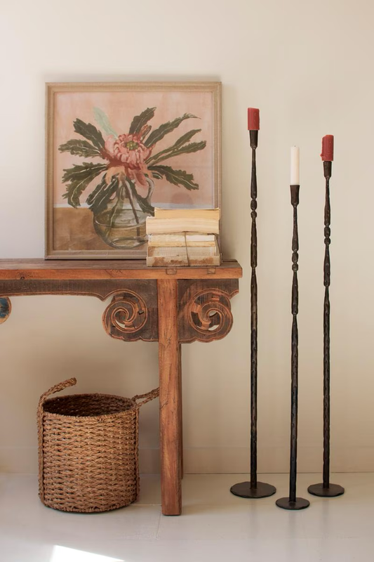 Tall Forged Iron Taper Candle Holders - 3 Sizes
