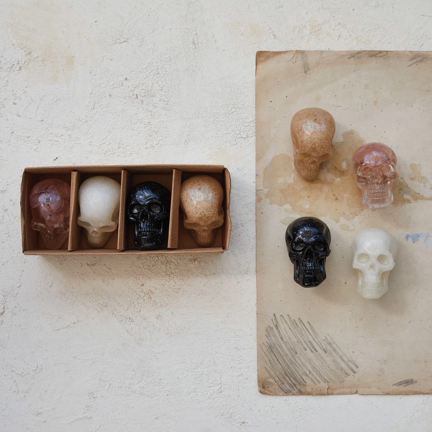 Resin Skulls - Boxed Set of 4