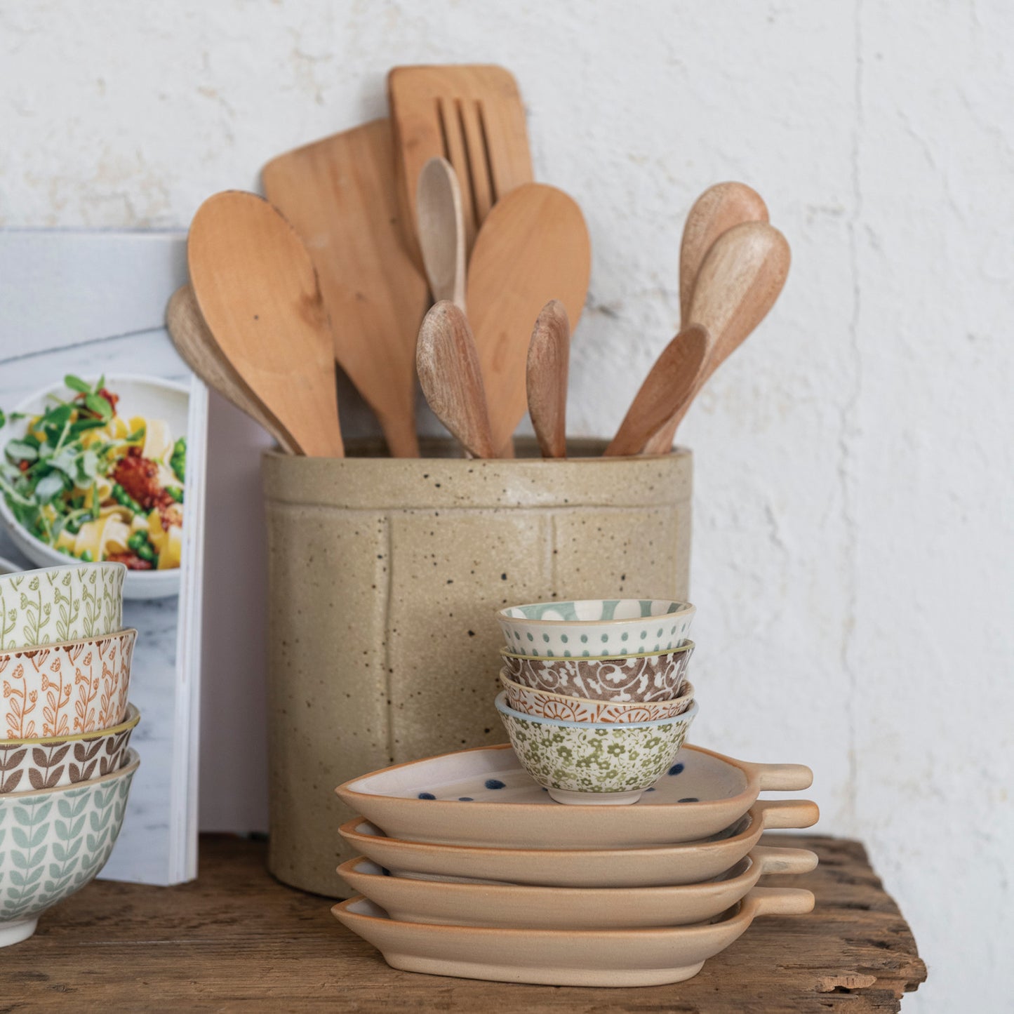 Stoneware Pinch Pot w/ Pattern - 4 Styles