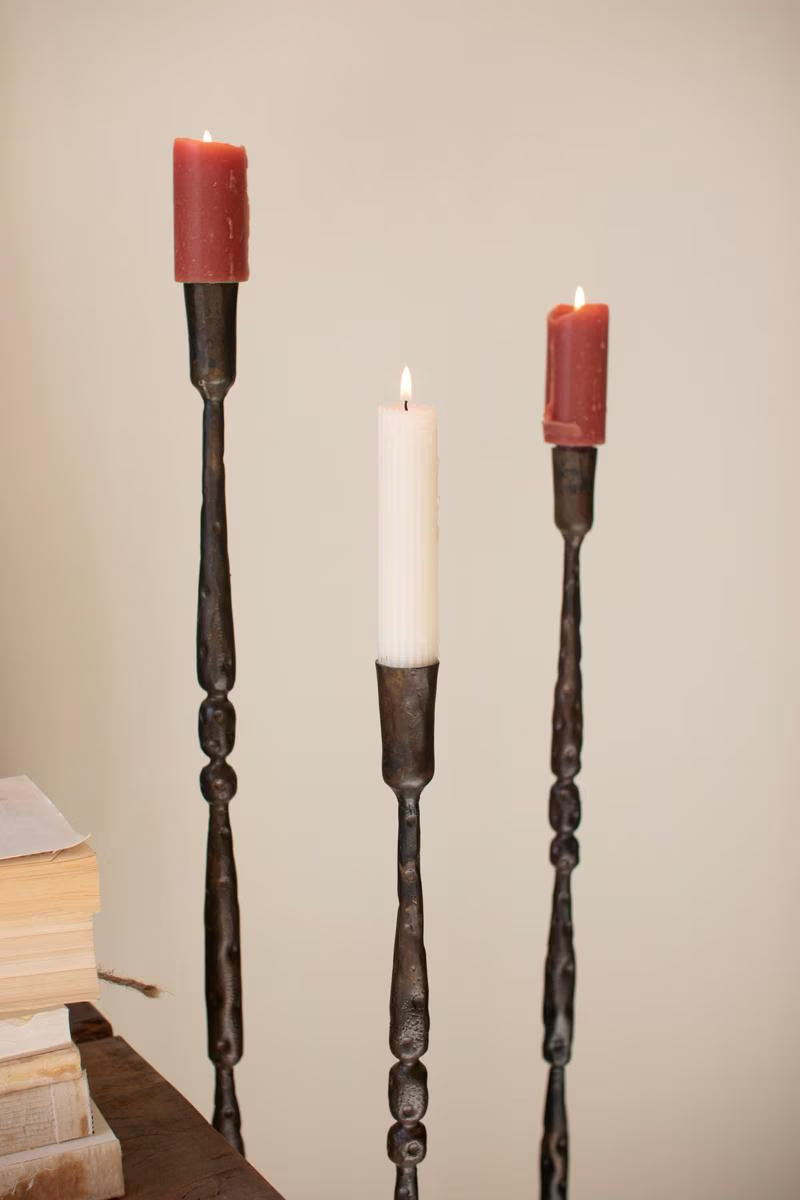 Tall Forged Iron Taper Candle Holders - 3 Sizes